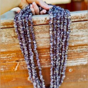 Blue Amethyst Glass Bead Necklace | Amethyst Crystal Jewelry | Elegant Design